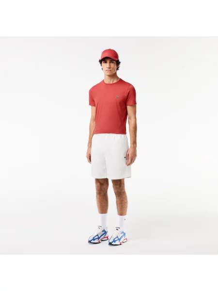 Lacoste T-Shirt Z Dekoltem Typu Crew Neck Z Bawełny Pima różowy