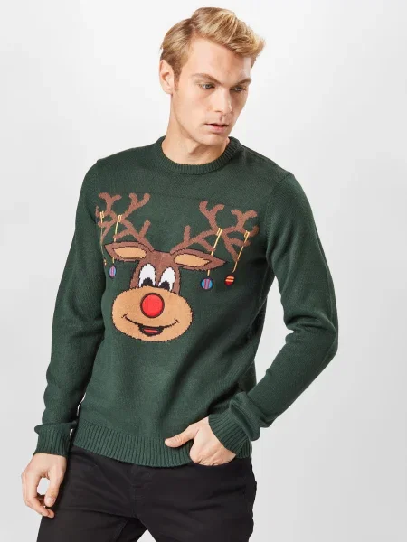 Only & Sons Sveter XMAS modrá / hnedá / svetlohnedá / tmavozelená červená