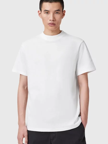 Тениска AllSaints NERO с изчистен дизайн бяло