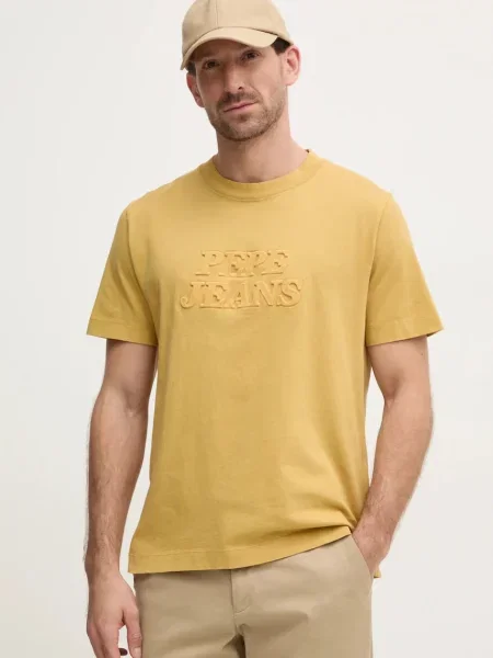 Тениска Pepe Jeans DARIUS TEE с апликация жълто