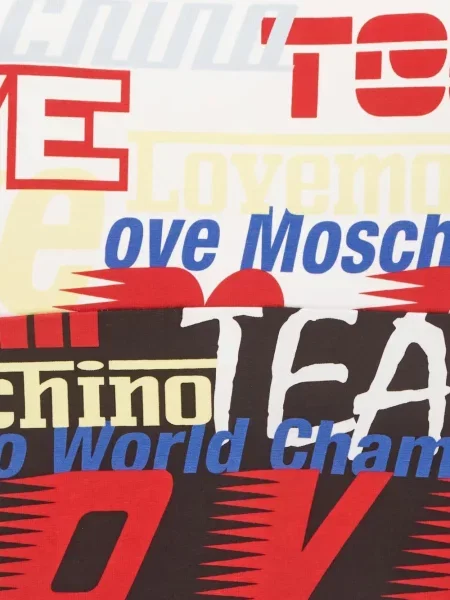 Rochie tip cămașă Love Moschino cu imagine din jerseu alb