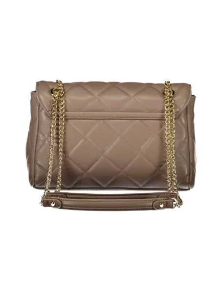 Lniana torebka na łańcuszku Valentino Bags brązowa