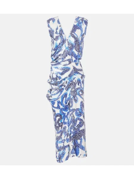 Rochie midi Dries Van Noten drapată până la genunchi de costum albastru