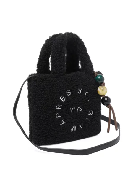 Geantă shopper V°73 cu broderie negru