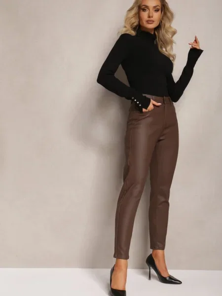 Pantaloni Standard imitație piele Enjala maro