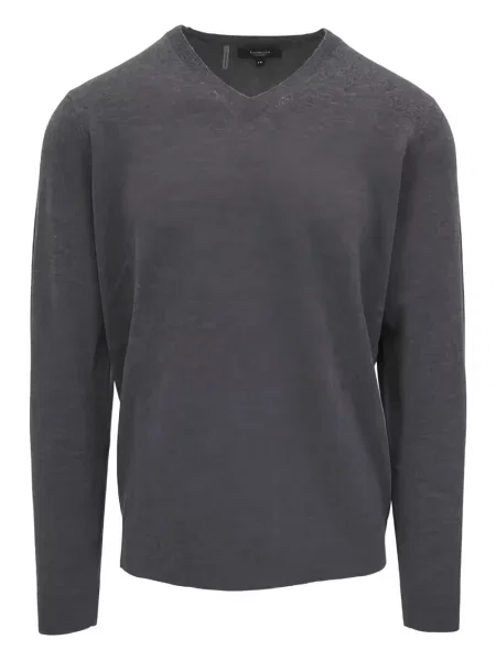 Кашмирен пуловер Kinross Cashmere с V-образно деколте сиво