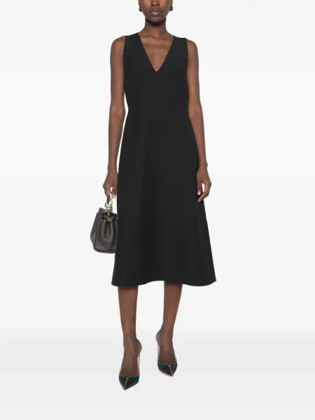 Rochie midi Fendi fără mâneci cu decolteu în V negru