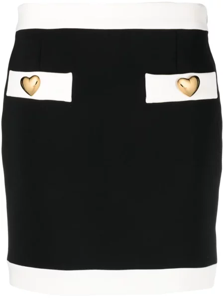 Fusta mini Moschino cu motiv cu inimi negru