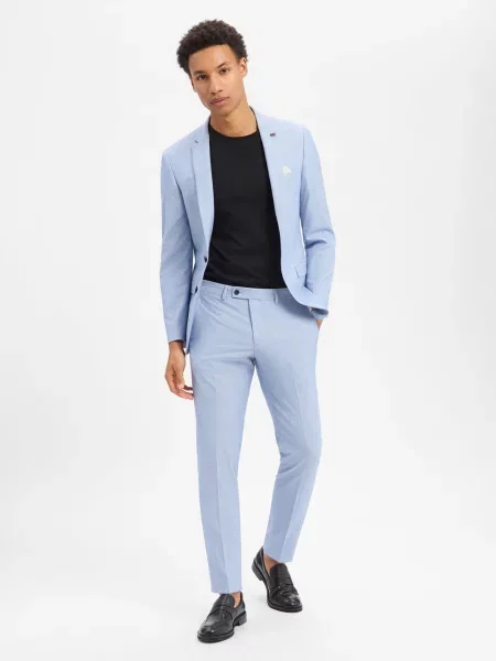 Finshley & Harding London garnitur Mężczyźni Slim Fit jednolity 44 niebieski