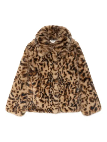Palton de blană Zadig&voltaire cu imagine cu model leopard maro
