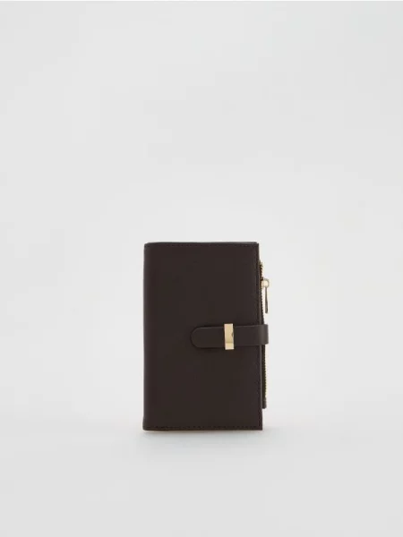 Reserved Portofel cu detaliu decorativ maro-închis maro