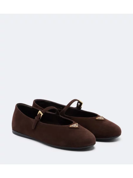 Pantofi cu toc Prada din piele de căprioară maro