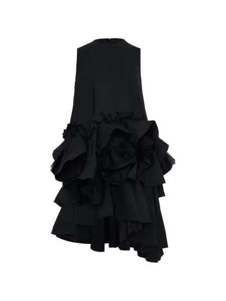 Rochie midi Noir Kei Ninomiya fără mâneci cu volane negru