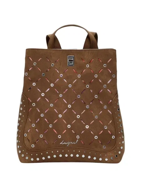 Desigual hátizsák YANKEE METAL PATCH S kis nyomott mintás barna