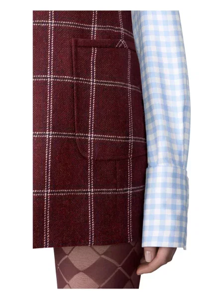 Rochie Thom Browne în carouri de costum roșu