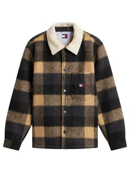 Tommy Jeans košeľová bunda pánska čierna