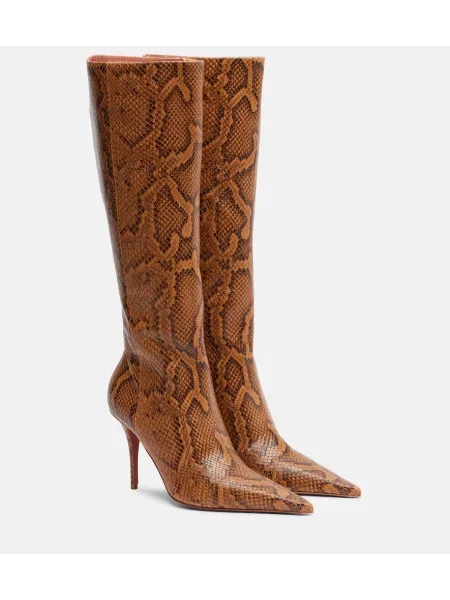 Kožené kozačky Amina Muaddi hnědé