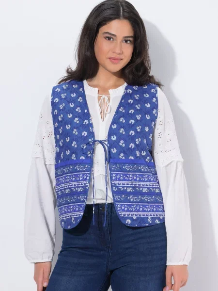 Ulla Popken Vestă albastru / albastru regal alb