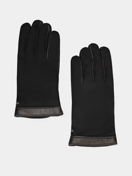 Кожаные перчатки Emporio Armani черные