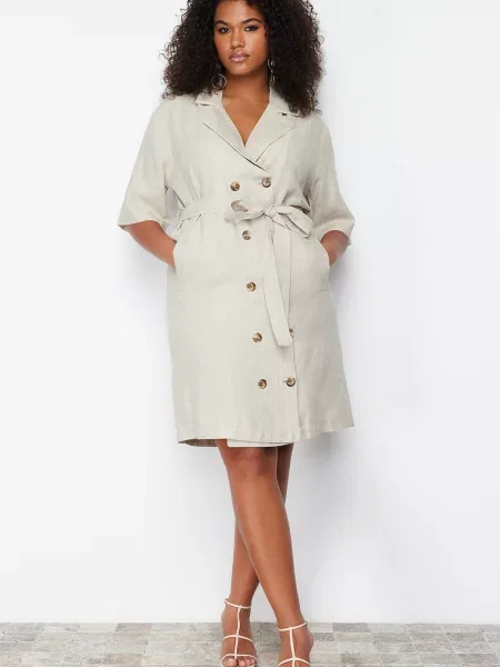 Lniana sukienka Trendyol biała