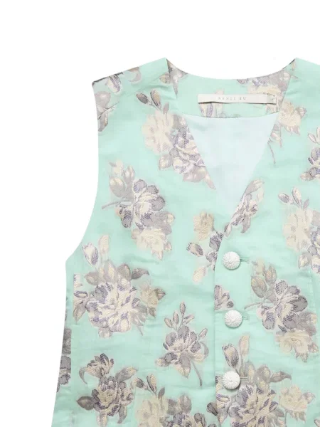Vestă Renli Su cu model floral din jacard verde