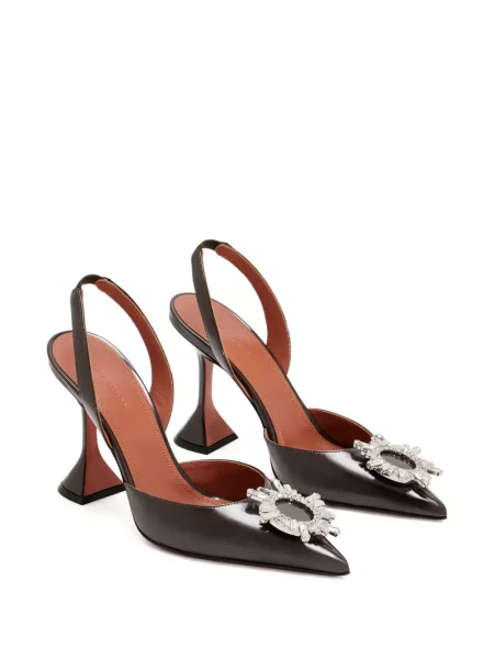 Bateliai Amina Muaddi slingback su kristalais ruda