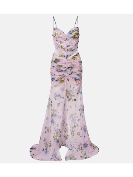 Rochie Blumarine cu model floral transparente roz