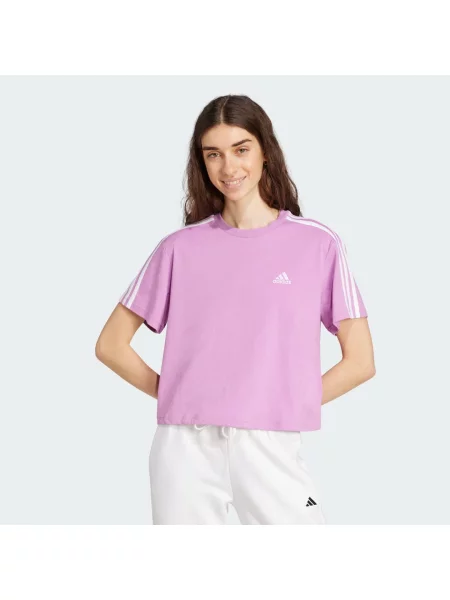 Top Adidas w paski z dżerseju fioletowy