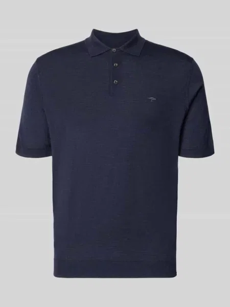 Koszulka polo o kroju regular fit z czystej bawełny w imitacji dzianiny Fynch-hatton granatowa