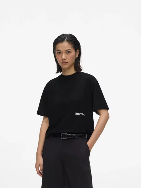 KARL LAGERFELD JEANS Tričko svetlosivá / čierna biela