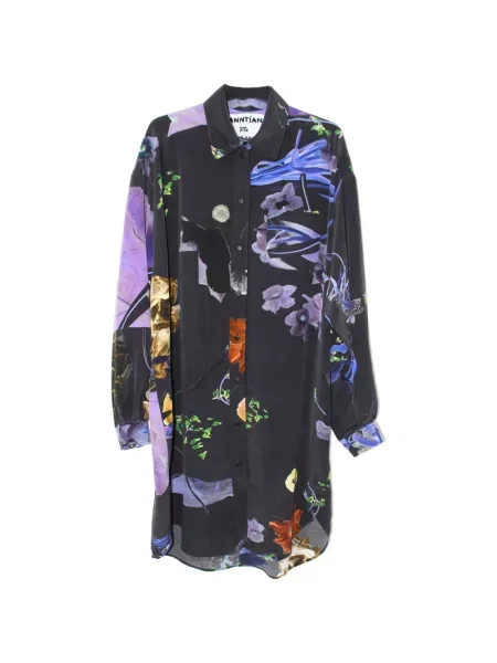 Koszula Anntian w kwiatki z nadrukiem czarna