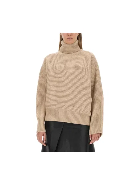 Sweter z golfem Stella Mccartney wełniany do golfa beżowy