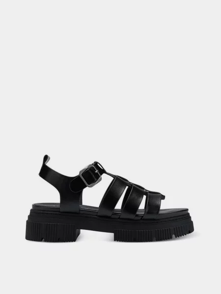 Кожаные босоножки Tamaris черные