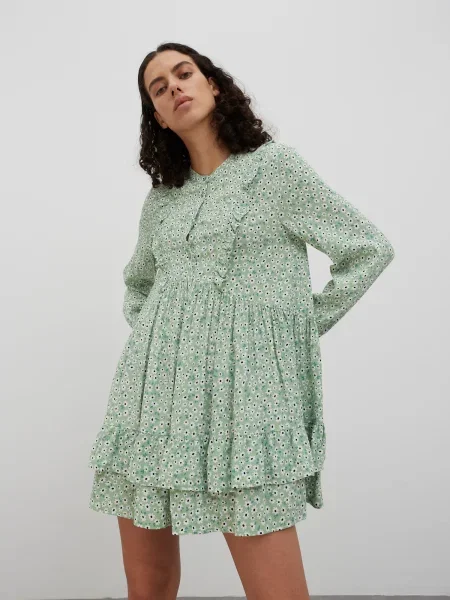 EDITED Rochie tip bluză Bijou / albastru / verde pastel alb