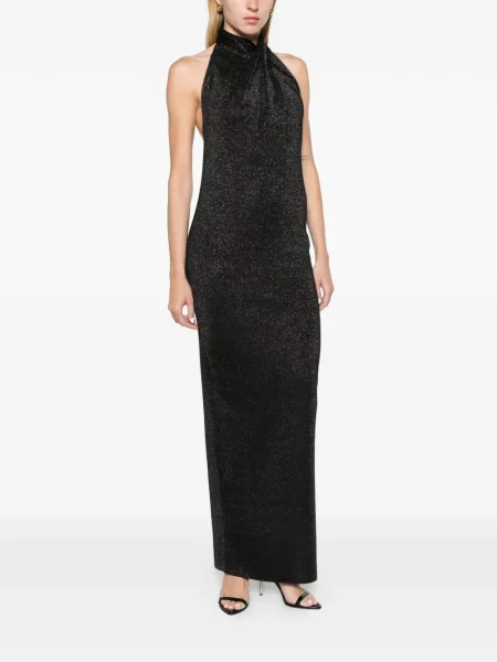 Rochie maxi Balmain cu gât halter negru