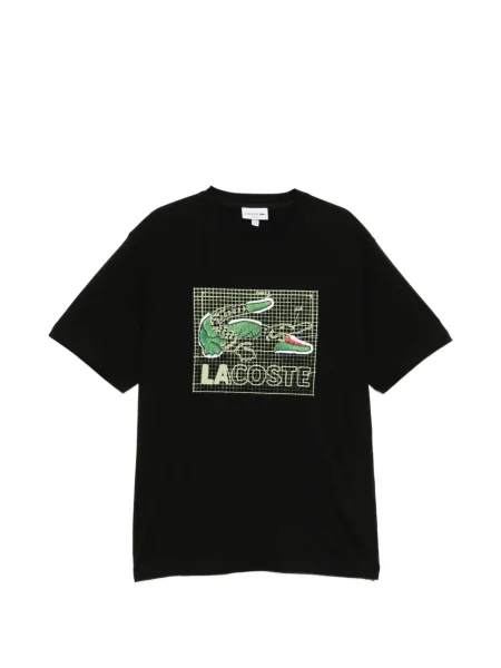 Tricou Lacoste cu imagine cu decolteu în U negru