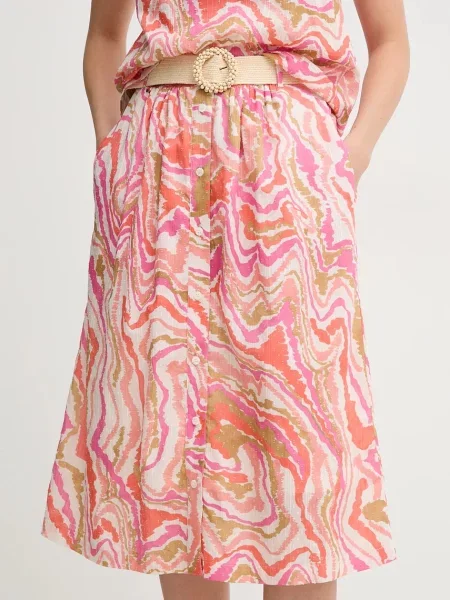 Fustă midi La Petite Française până la genunchi roz