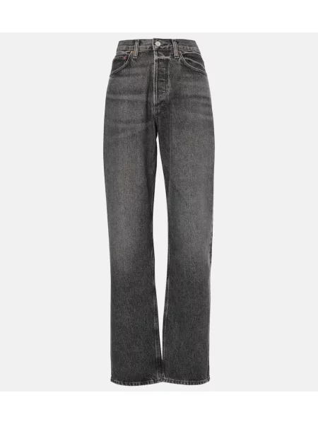 Proste jeansy Agolde z wysoką talią czarne