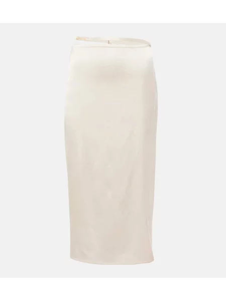 Fustă midi Jacquemus până la genunchi alb