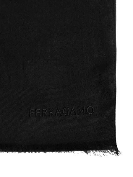 Fular Ferragamo cu broderie negru
