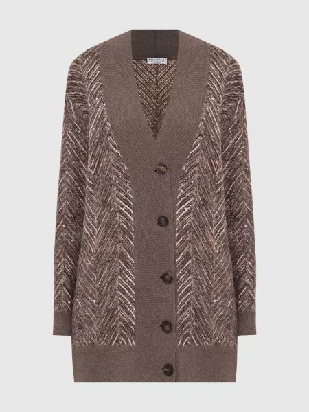 Кардиган у візерунок з паєтками Brunello Cucinelli бежевий