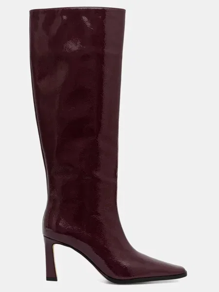 Кожаные сапоги Michael Michael Kors на шпильке бордовые