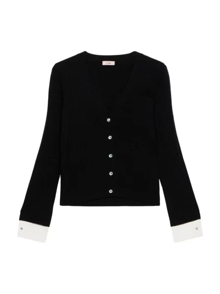 Krótki kardigan Oltre z kaszmiru czarny