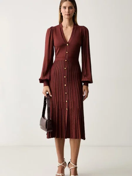 Twinset rochie tricotată maro