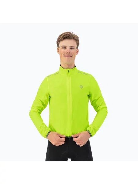 Мъжко яке за колоездене Rogelli Essential Rain fluor yellow жълто
