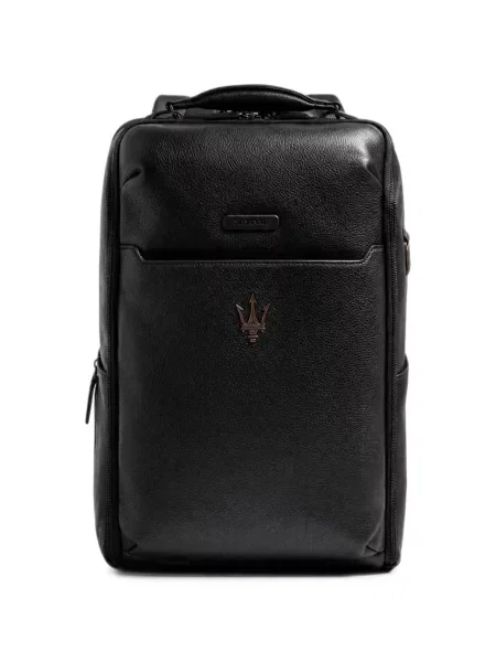 Kožený batoh Piquadro s autogramem černý