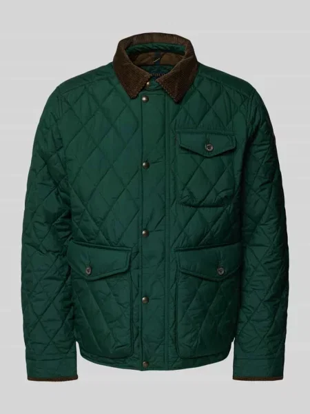 Kurtka pikowana z wykładanym kołnierzem model ‘BEATON’ Polo Ralph Lauren zielona