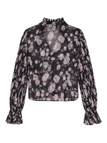 Bluză Ganni cu model floral cu imagine negru