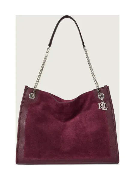 LAUREN RALPH LAUREN Geantă shopper | piele întoarsă bordo