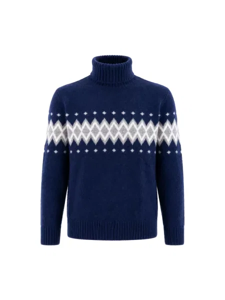 Sweter z golfem Eleventy niebieski